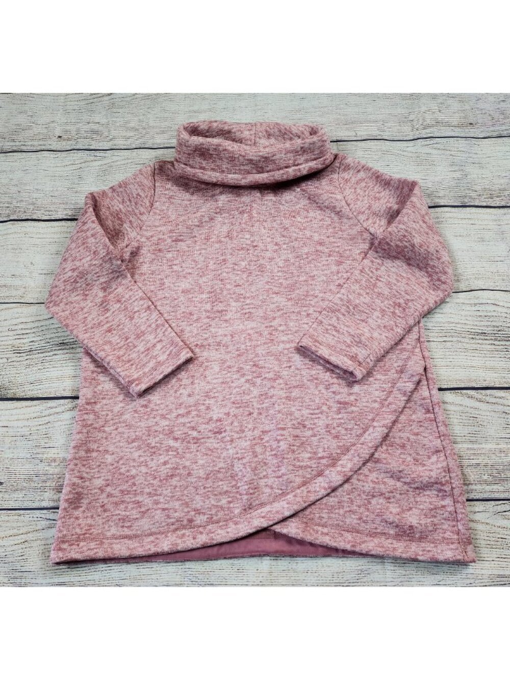 Lands' End XL Pink Knit Fleece Tunic Cowl Neck Sweatshirt Oeko Tex Casual Cozy
